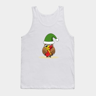 Christmas Elf Owl with Present Tank Top